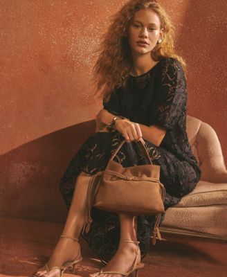 Poppy Small Suede Drawstring Tote Bag