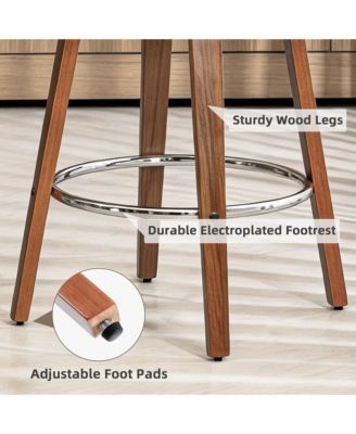 Swivel Bar Stools Set of 3, 26 Inches Mid-Century Modern Counter Height Bar Stools