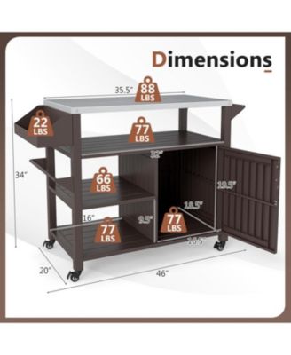Outdoor Grill Cart with Storage Cabinet and Shelves