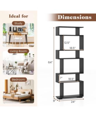 Tall 6-Shelf Bookshelf with Anti-Tipping Hardware