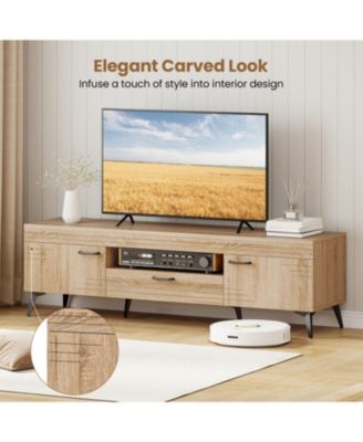 TV Stand with Two Cabinets and Drawer for 65 in TVs