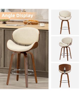 Swivel Bar Stools Set of 3, 26 Inches Mid-Century Modern Counter Height Bar Stools
