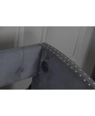 Twin Size Velvet Upholstered Daybed With Trundle 2 USB Charging  Sturdy Wood Slats