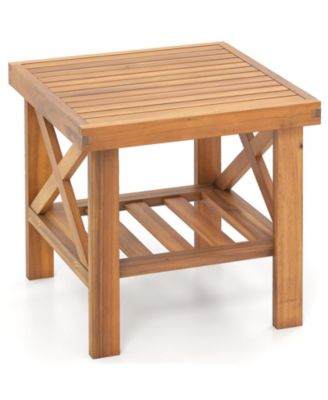 Outdoor Side Table with Storage Shelf for Small Spaces