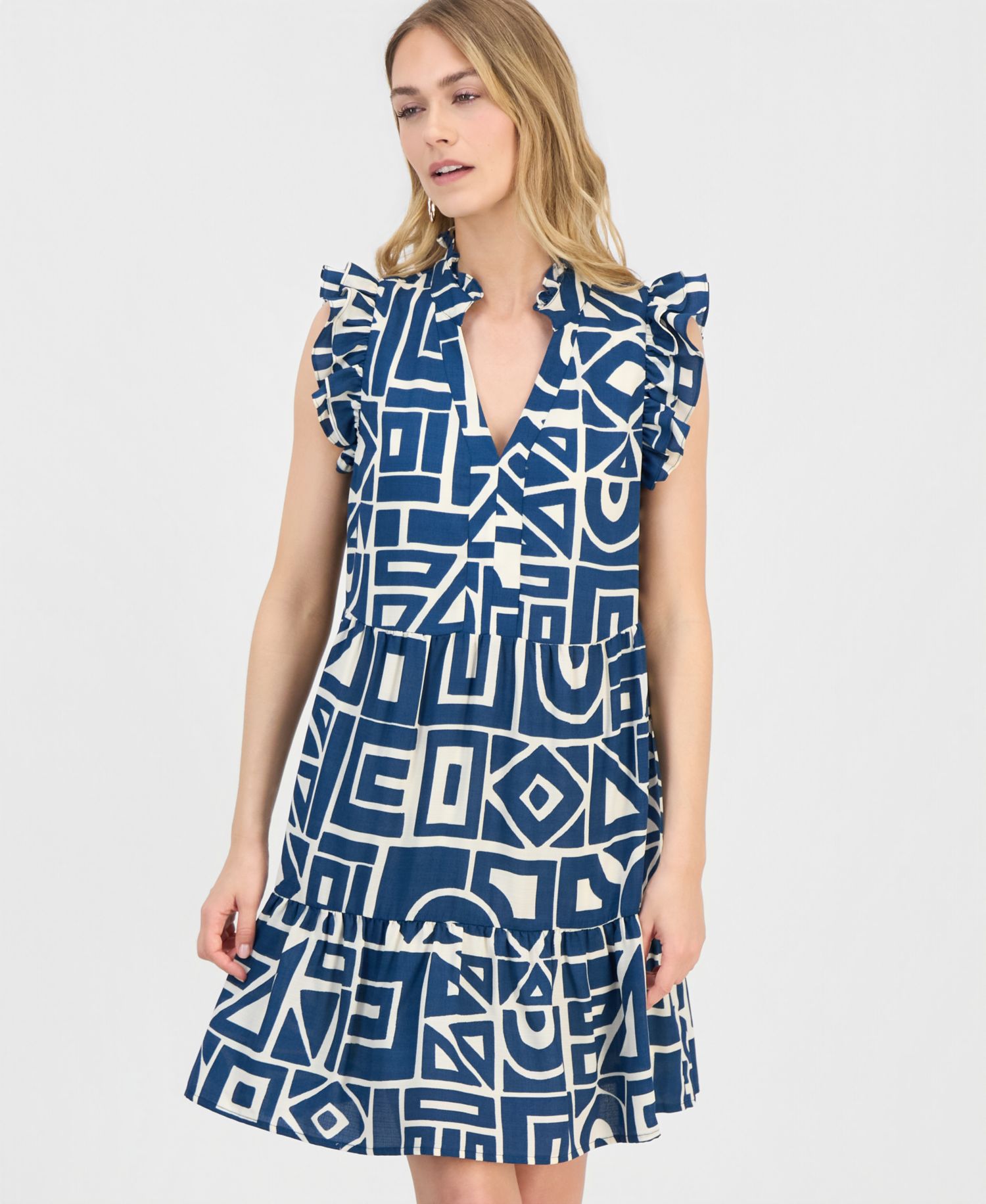 Petite Ruffled Tiered Shift Dress