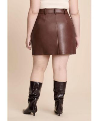 Women's Plus Size Faux Leather Mini Skirt