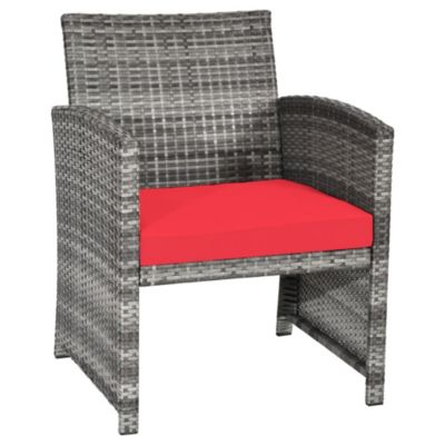 4PCS Patio Rattan Furniture Set Conversation Glass Table Top