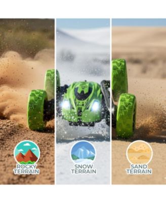 Boys RC Stunt Toy Car for Kids, Rechargeable Remote Control Car with 360degree(s) Flips, Double-Sided Driving and Headlights