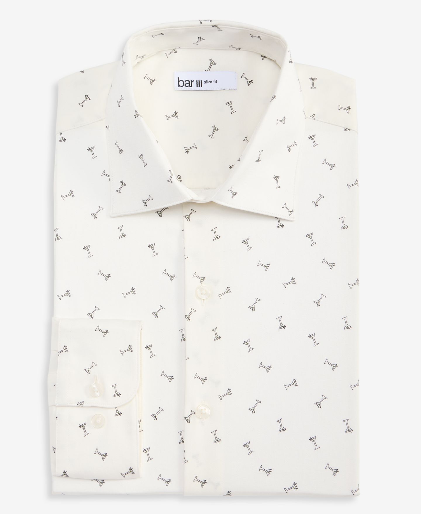 Мужская рубашка Bar III Slim-Fit Martini Dress Shirt, цвет: Экрю — фото 7