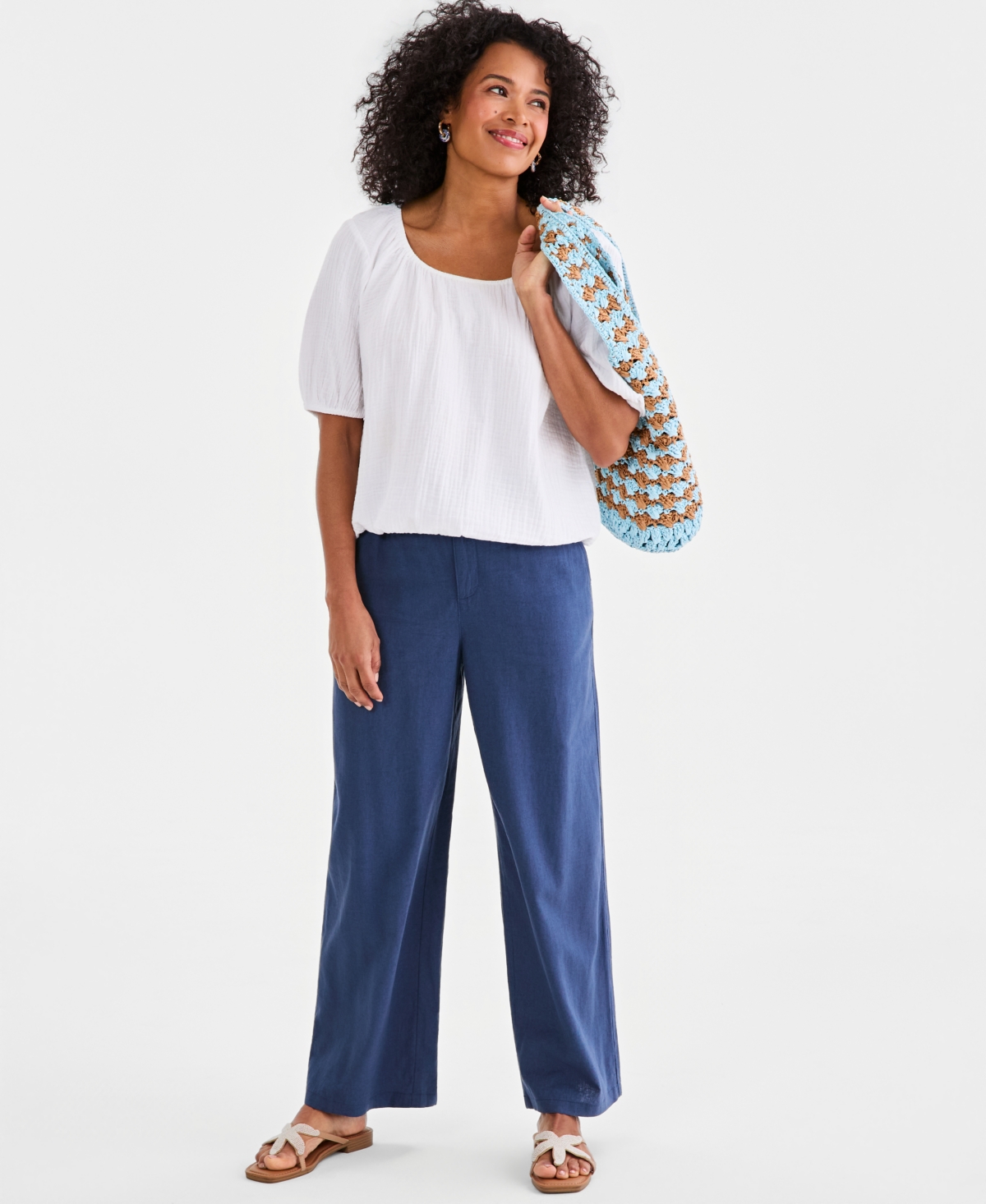 Style & Co Women's Cotton Gauze Bubble Top, Macy's Exclusive
