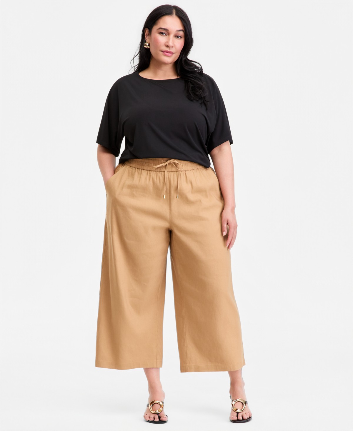 Женские I.N.C. International Concepts Plus Size High-Rise Cropped Wide-Leg Pants — фото 1