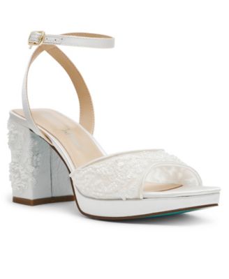 Betsey Johnson Graysen Sandali Donna Con Plateau | Cinghie Incrociate E Tacco Chunky | Con Cristalli 3D E Cinturino Alla Caviglia