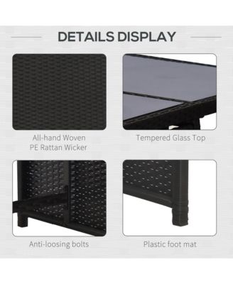 9 Piece Patio Wicker Dining Sets, Space Saving Outdoor Sectional Conversation Set, with Dining Table, Ottoman and Chair & Cushioned for Lawn Garden Backyard, Black