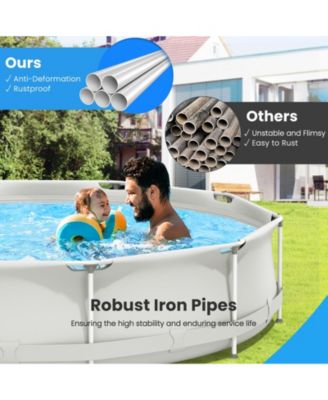 Round Above Ground Swimming Pool with Cover in Gray