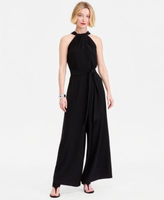 Women's Halter-Neck Sleeveless Wide-Leg Jumpsuit