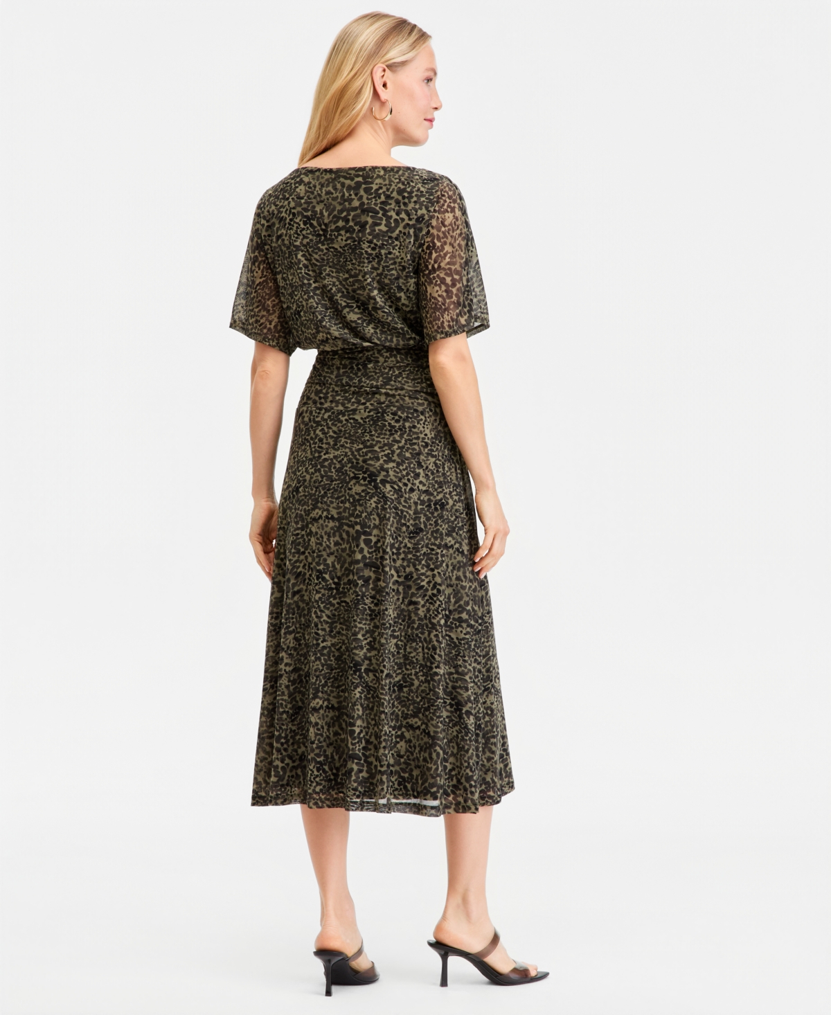 I.n.c. International Concepts Women's Elbow-Sleeve Printed Mesh Midi Dress, Macy's Exclusive