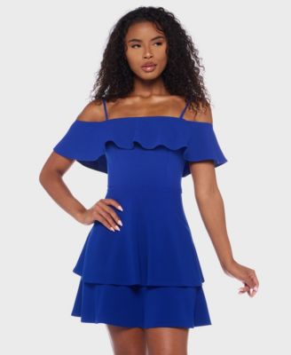 Juniors' Ruffled Off-The-Shoulder Dress
