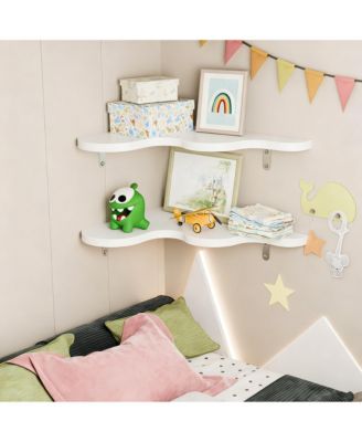Wavy Cloud Corner Shelves with Brackets for Home Decor