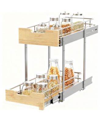 Solid Wood Wire Pull-Out Cabinet Organizer for Kitchen, Easy Install