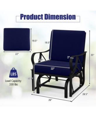 Patio Glider Rocking Chair with Thick Cushion and Armrests