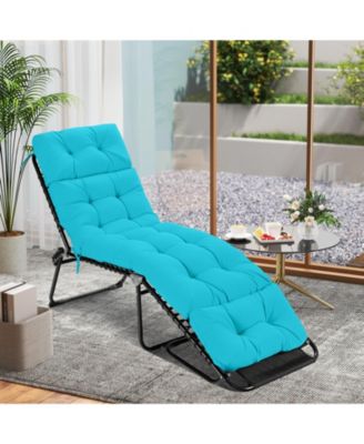 Outdoor Chaise Lounge Cushion with String Ties for Poolside
