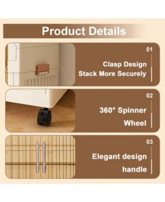 Portable Wardrobe Closet with 9 Magnetic Doors, 2 Hanging Rods & 6 Hangers