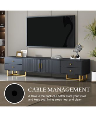 Modern Media Console for TVs up to 75", Living Room Entertainment Center with 4 Drawers and 2 Storage Cabinets