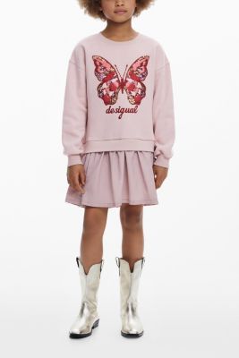 Girls's Butterfly dress with two-piece effect