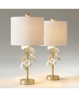 Descanso 21" High Gold and White Flower Table Lamp Set of 2