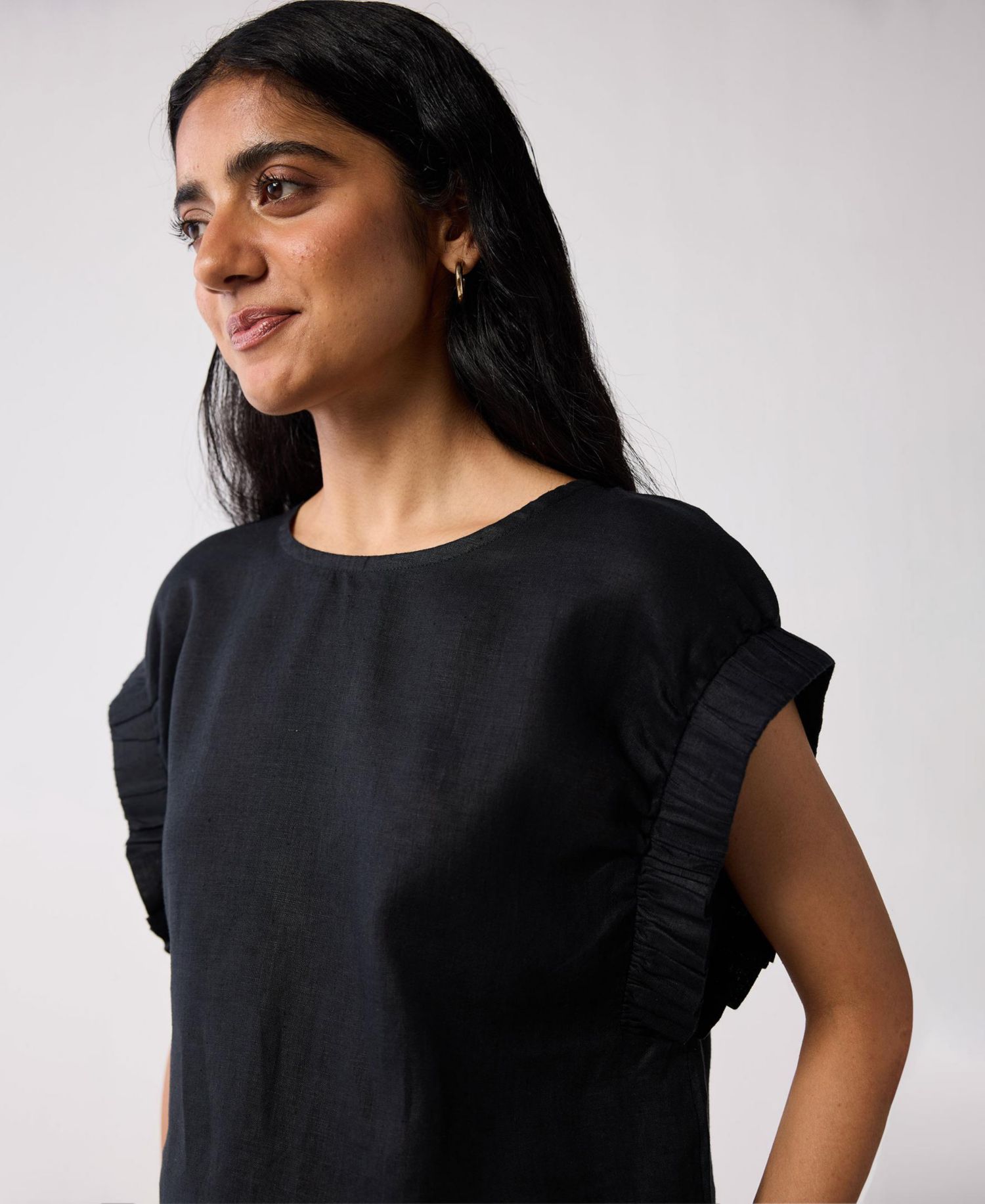 Women's Hemp Top with Gathered Sleeve