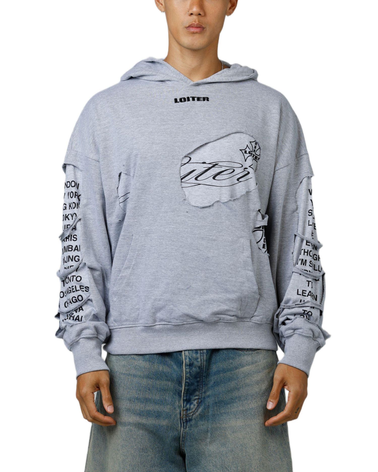 Men's Destruction Hoodie - Grey M