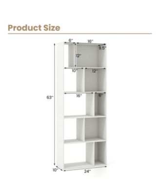63 Inch 5-Tier Geometric 10-Cube Bookshelf Tall Bookcase