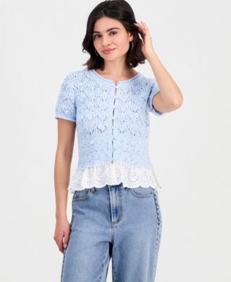 Petite Button-Front Peplum Cardigan