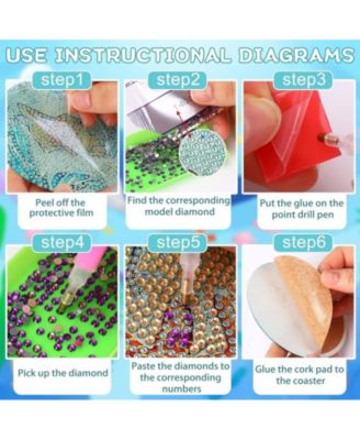 DIY Floral Diamond Painting Coasters Kit (16 Pcs) with Holder and Non-Slip Pads, Ideal for Home Decor and Gifting on Mother's Day and Easter