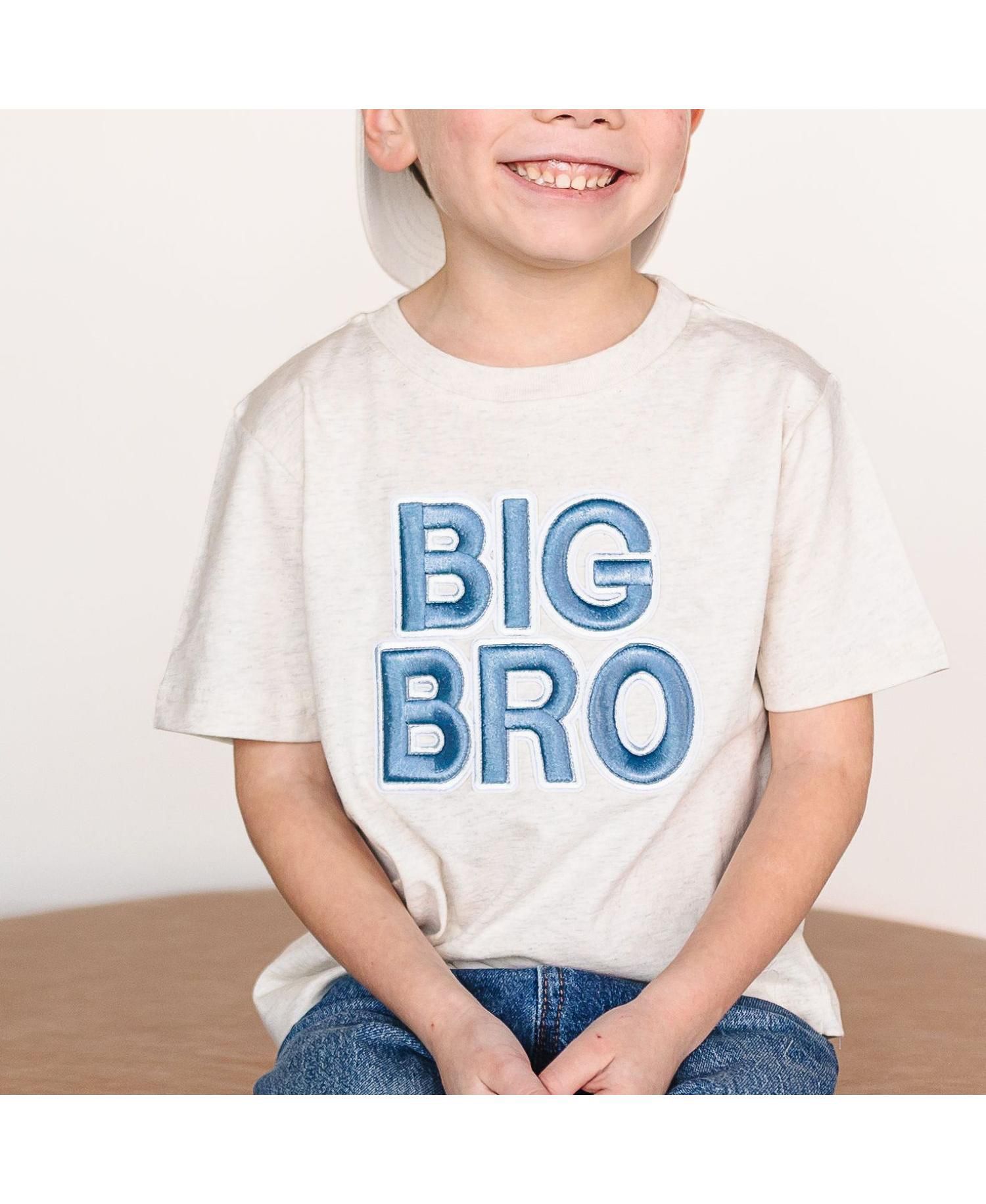 Little Boys Big Bro Embroidered Patch Short Sleeve T-Shirt