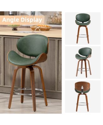 Swivel Bar Stools Set of 2, 26 Inches Mid-Century Modern Counter Height Bar Stools