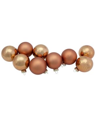 9-Piece Shiny and Matte Copper Glass Ball Christmas Ornament Set 2.5" 65mm