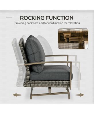 Patio Furniture Set, 4 Piece Outdoor Rattan Conversation Set with 2 Armchairs, Cushions, Loveseat Sofa & Coffee Table for Porch, Poolside, Lawn, Dark Gray