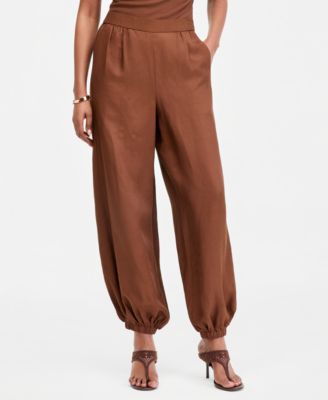 Women's Linen-Blend Pull-On Bubble Pants