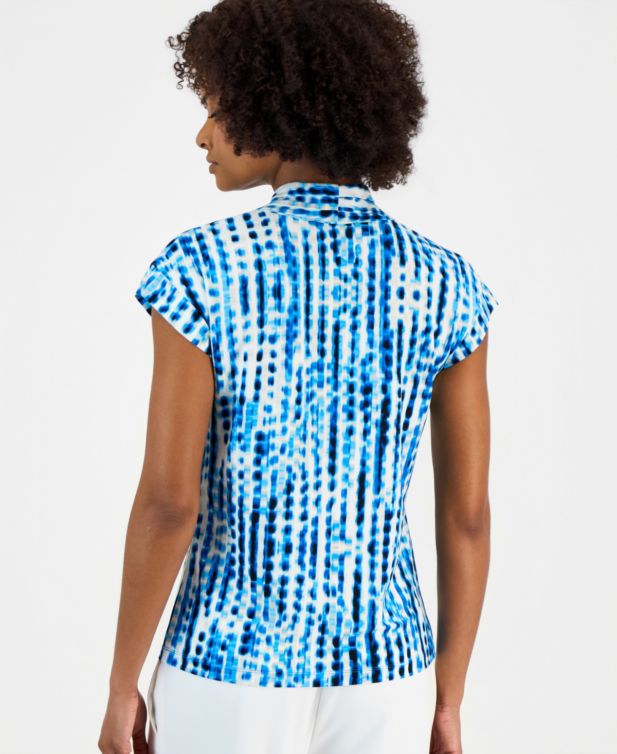 Kasper Women's Printed V-Neck Short-Sleeve Top