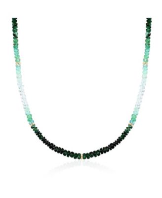 Emerald Ombre Bead Necklace 14K Yellow Gold