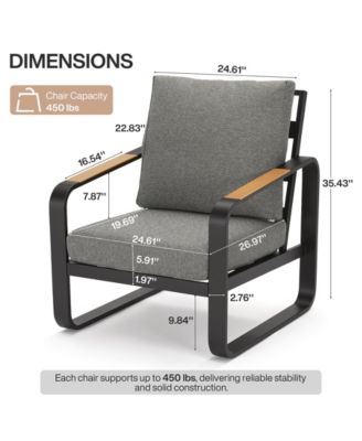 Outdoor Single Patio Sofa with Removable Cushions, Metal Frame Patio Sofa Chair with Thick Cushions for Patio, Balcony, Garden