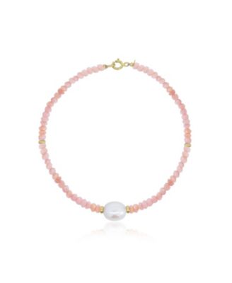 Opal Bead Pearl Bracelet 14K Gold