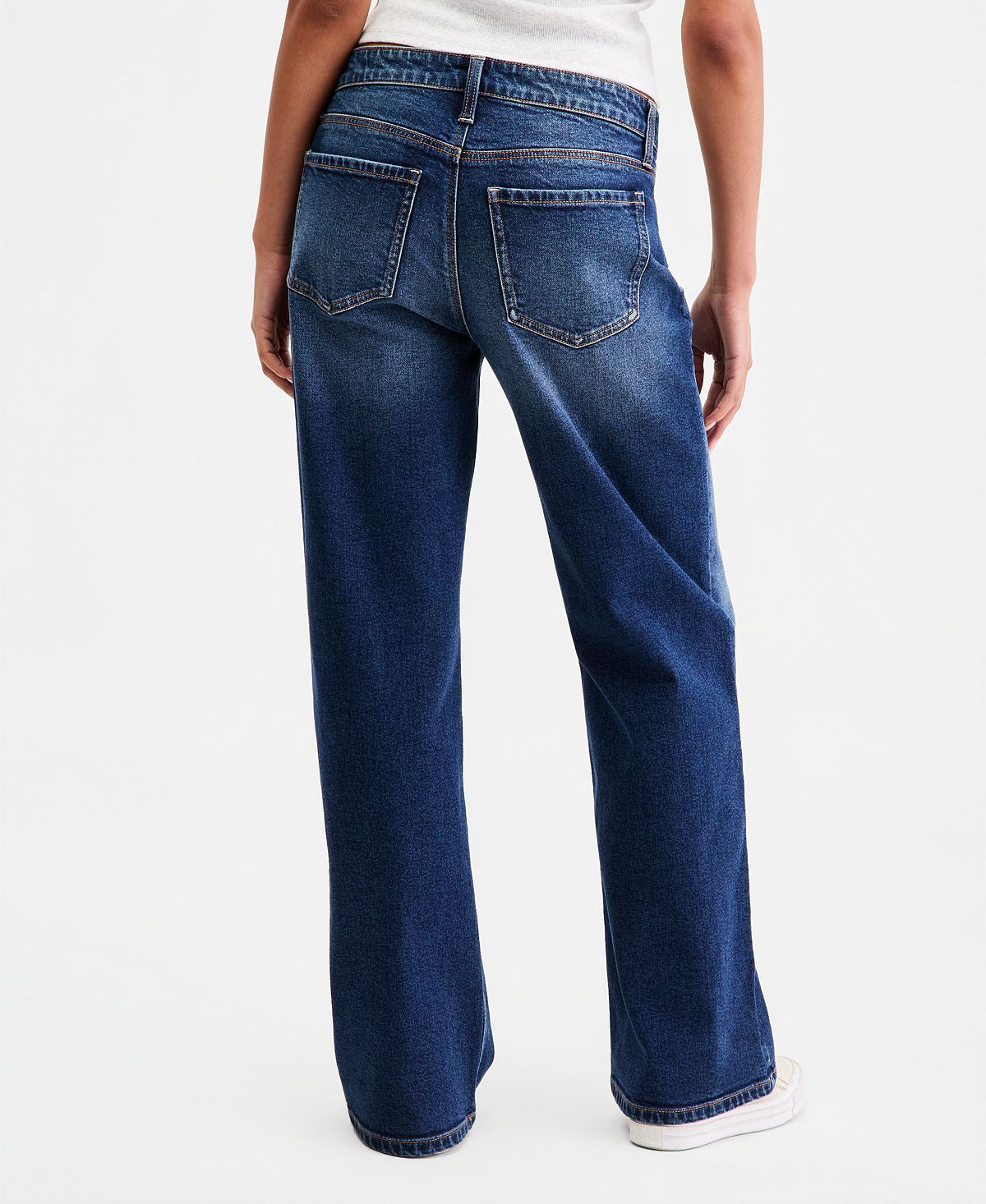 Celebrity Pink Juniors' Gingham Foldover-Waist Denim Jeans view 7 — MAYCSS fashion products