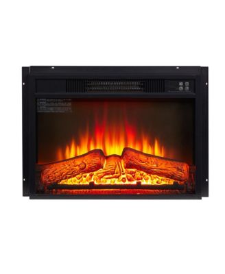 23" Electric Fireplace Insert Ultra-Thin Heater with Realistic Log & Flame Remote Control Included