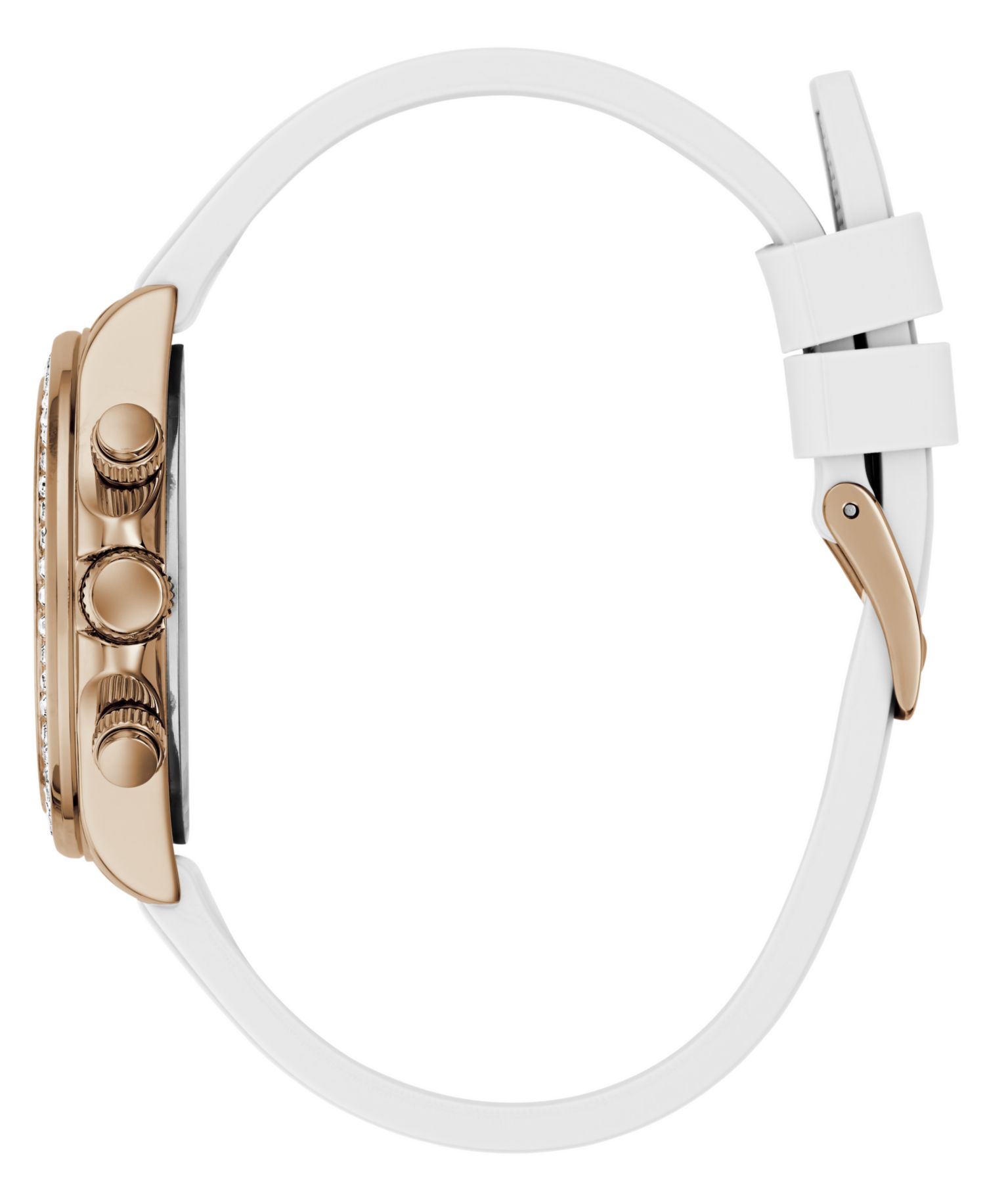 Women's Rose Gold-Tone White Silicone Multi-Function Watch, 36mm