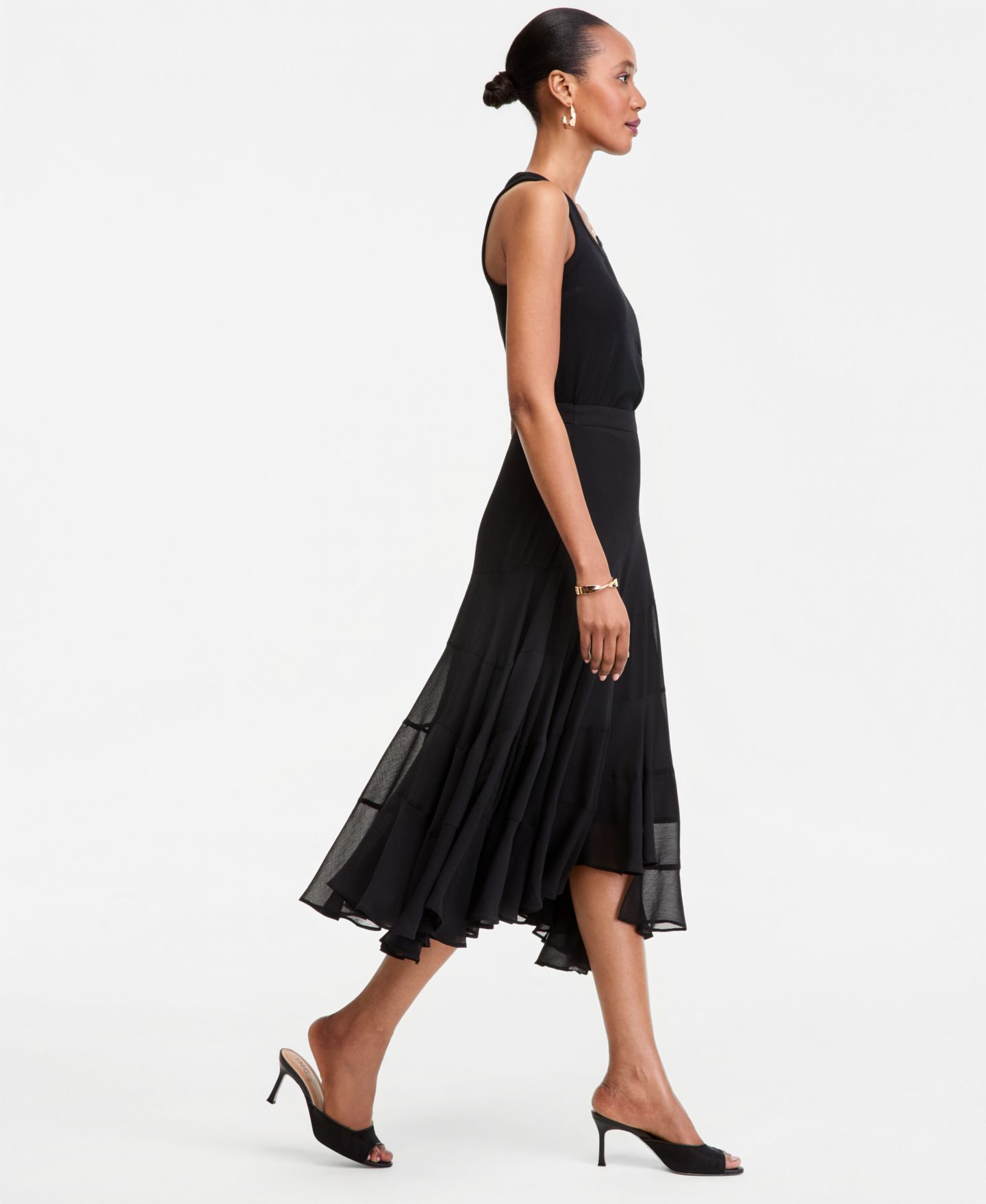 Женская юбка I.N.C. International Concepts Asymmetrical Midi, цвет: Глубокий чёрный — фото 4