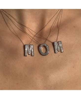 Sterling Sapphire 3-D Letter "M" Initial Pendant