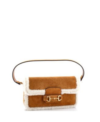 Mini Horsebit 1955 Shoulder Bag Suede with Shearling