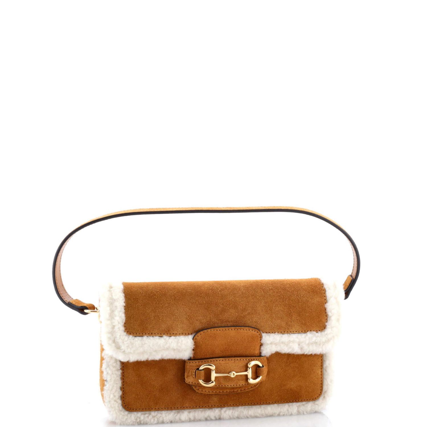 Mini Horsebit 1955 Shoulder Bag Suede with Shearling